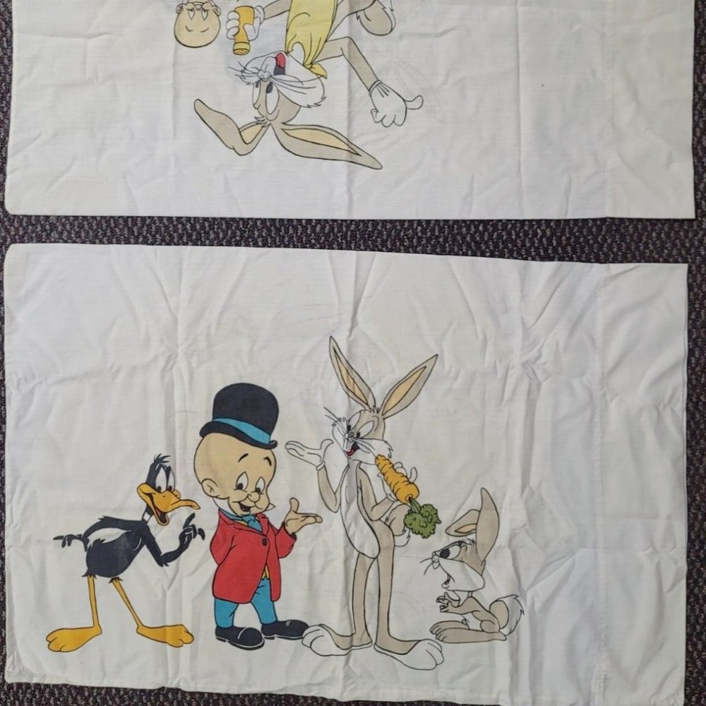 Vintage 1970s Looney Tunes Warner Bros Twin Sheets Bugs Daffy Fudd Yosemite Sam